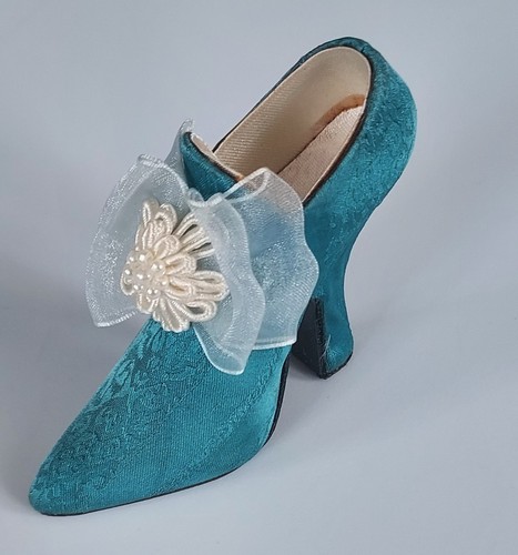 Victorian shoe figurine teal - shoe,