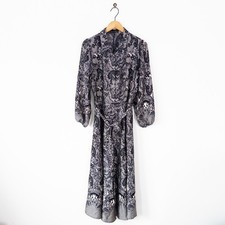 Frank Usher Satin Printed Midi Maxi Dress Size L XL NEW Black Lace Floral