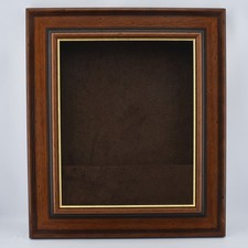 Unusual VTG Open Shadow Box Frame Felt Lined Pocket Wood Made England 3D Picture