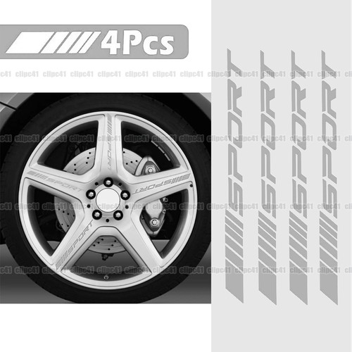 4pcs silver sport logo - silver, strip