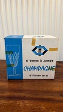 Six Vintage Reims Tall 16cl Champagne Glasses EuropGlas Unopened Boxed
