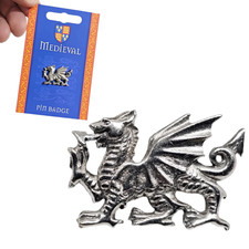 Welsh Dragon Pin Badge Pewter Cymru Y Ddraig Goch Brooch Lapel Bag Hat Jewellery