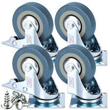 4 x Heavy Duty 50mm Rubber Swivel Castor Wheels Trolley Furniture Caster Brake