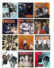 RESTLESS ALBUM COVERS SET OF 12 FLEXIBLE THIN  FRIDGE MAGNETS  ROCKABILLY  NEW