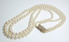 Vintage AAA 3-7mm Akoya saltwater pearl & rose gold double strand necklace