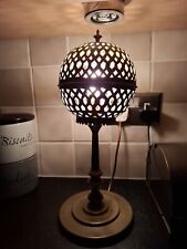 Vintage Moroccan Islamic Table Lamp Perforated / Pierced Round Brass Shade 40cm*