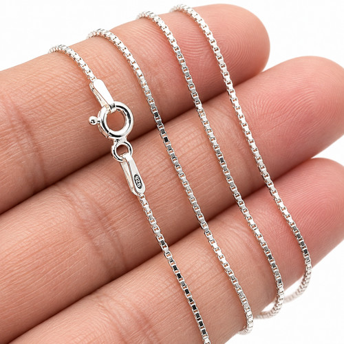 Silver necklace box chain 1mm - box,