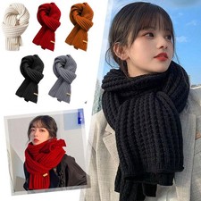 Winter Women Ladies Long Knit Scarf Warm Soft Solid Color Crochet Shawl Wrap UK