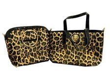 Lantadeli Paris Designer Cheeta Metallic Skin Effect Handbags Glossy 2x Lot