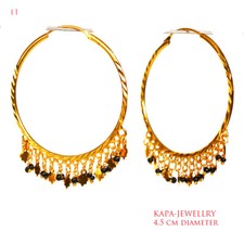 Indian style large gold plated hoop earrings real gold looking