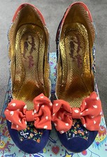 Irregular Choice Cortesan Beach Trip Navy Suede/Floral Fabric Heels 40/UK6.5 VGC