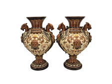Pair of Antique majolica urn