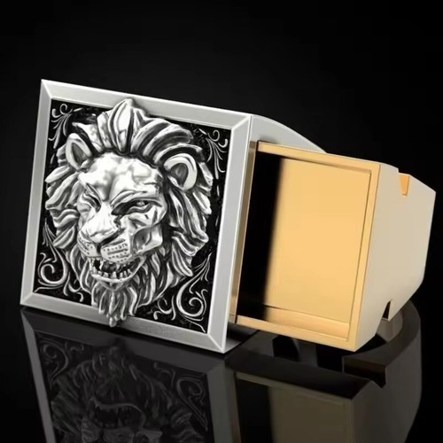 Gothic lion poison locket - locket, ring
