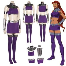 Teen Titans Superhero Starfire Koriand'r Cosplay Costume Outfit Skirt Vest Dress