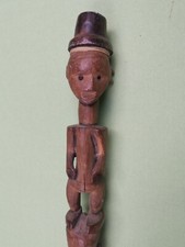 Antique SE Asia/Malaysia Tribal Carved Head Wooden Staff/Walking Stick