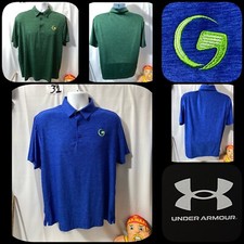 Bundle (2) Under Armour Golf Polo HeatGear Loose Blue & Green Golf Shirt Mens
