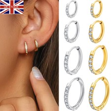 CZ Surgical Steel Hoop Earrings Hypoallergenic Huggie Women Men Ear Piercing
