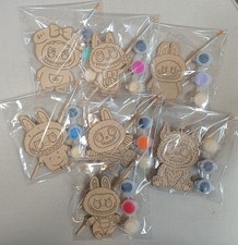 Monster Labubu inspired Wooden Paint Your Own Party Bag Favours / paint sets