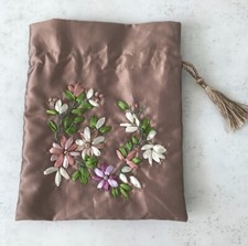 Beautiful Ribbon embellished little drawstring bag