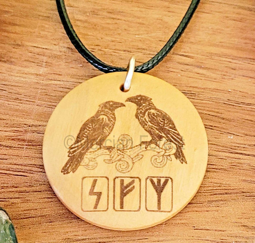 Wooden odin ravens - ravens, necklace