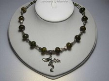Dragon Veins Agate Gemstone necklace hand crafted celtic mythical gift GOT