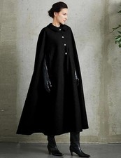 Ladies Black Wool Cape Cloak