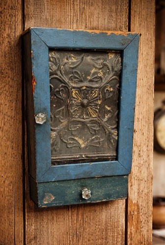 Primitive wood wall cabinet - primitive,