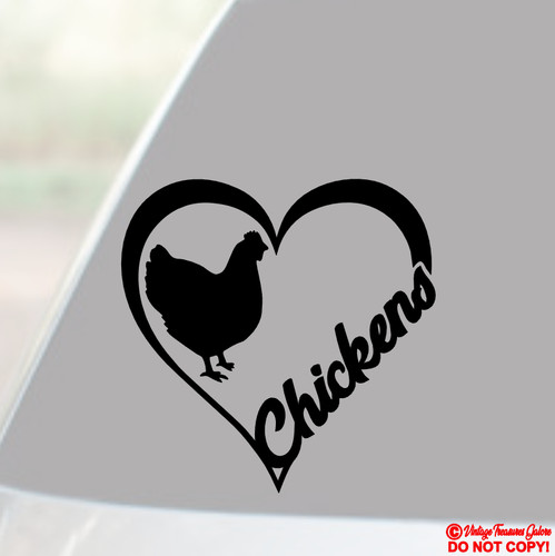 Chicken heart vinyl decal - chicken,