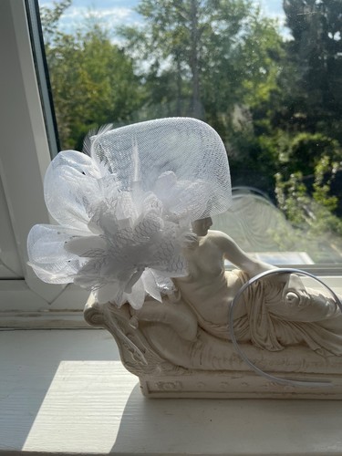 White fascinator with clip - with,