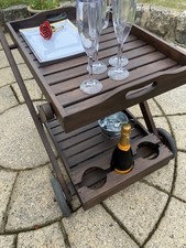 Teak Wood Drinks Trolley Sturdy Outdoor Bar - Restored by seller 