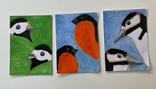 ACEO Garden Birds 3 x Original