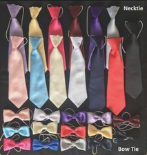 BOYS ELASTIC SATIN NECKTIES DICKIE BOW TIES BABY KIDS CHILDS WEDDING CHRISTENING