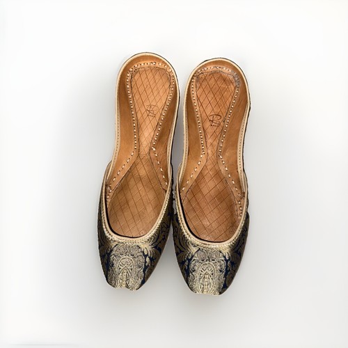 Gold navy khussa ballerina - gold,