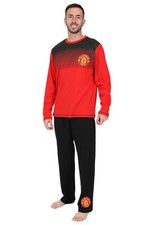 Manchester United FC Mens Red Black Long Pyjamas
