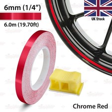 6mm 1/4" PIN STRIPE Car Wheel Rim TAPE Decal Vinyl Sticker with Tool CHROME RED