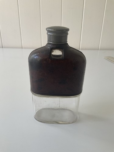Vintage leather glass hip - vintage,