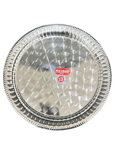 Stainless steel round thali - stainless,
