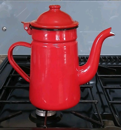 Vintage red enamel coffee - vintage, pot