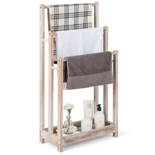 Freestanding wood towel rack - freestanding,