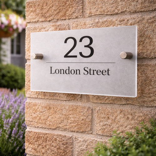 Frosted house number sign - frosted,