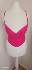 Primark Hot Pink Bustier Strappy Corset Style Top Bralette Underwired UK 32 C