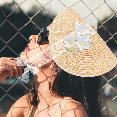 Straw bonnet head decoration - straw,