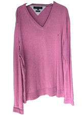 Tommy Hilfiger Mens Jumper Pink Light Knit Pullover Cotton Gents Size XXL 'L30