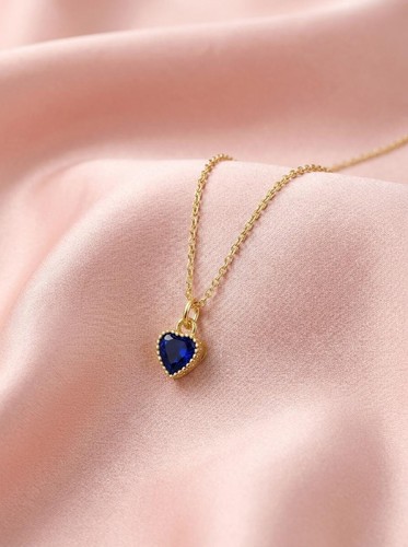 Gold plated sapphire necklace - gold,