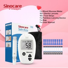 Sinocare Safe Accu Blood Glucose Monitor+Diabetes Test Strips Individual  Pack