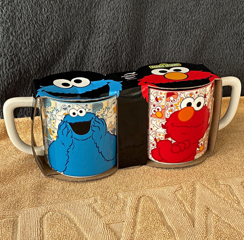 Elmo cookie monster mug set - elmo,