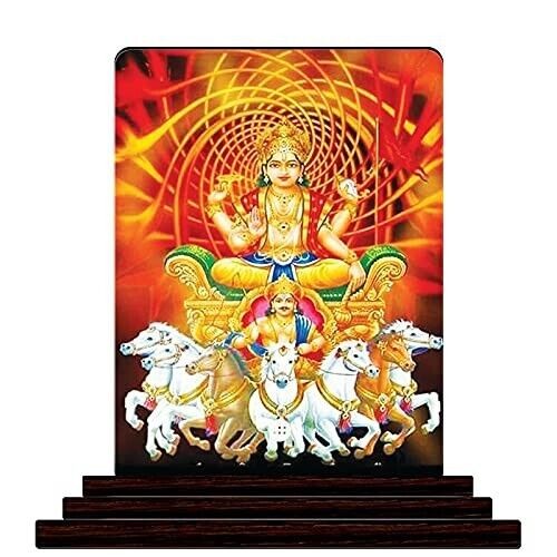 Printed wooden god surya - wooden, on