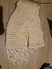 Light cream beige quality knitted wooly winter long scarf