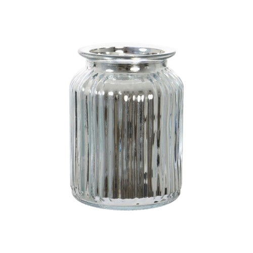 Glass pleated jar - pleated, silver