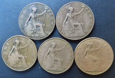 1910 Coins One Penny 1d x 5